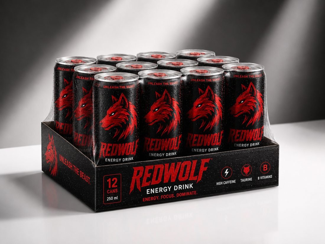 RedWolf Energy Drink — Black Edition, 12-can case